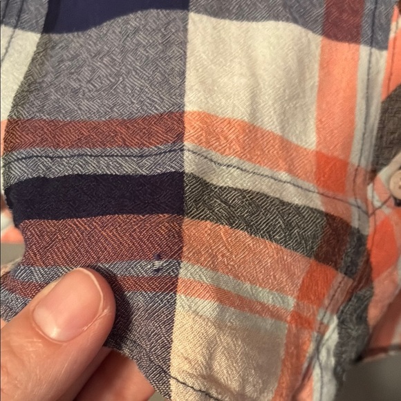 Guess Plaid Button-Up Blouse - Navy and Orange - Picture 7 of 16